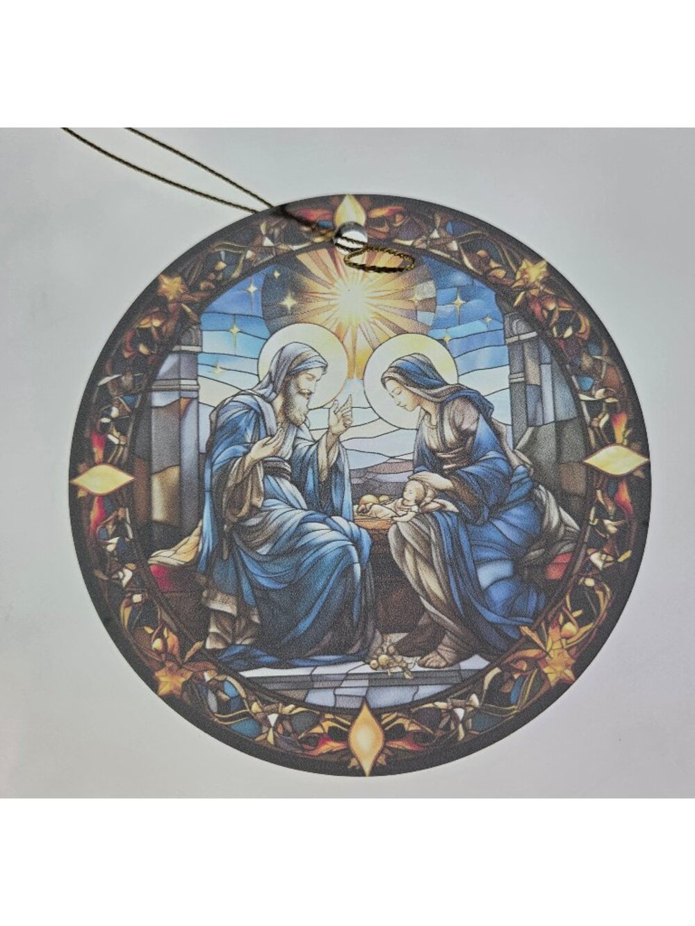 Holy Night Stained Glass Religious Suncatcher & Holiday Christmas Ornament Gift